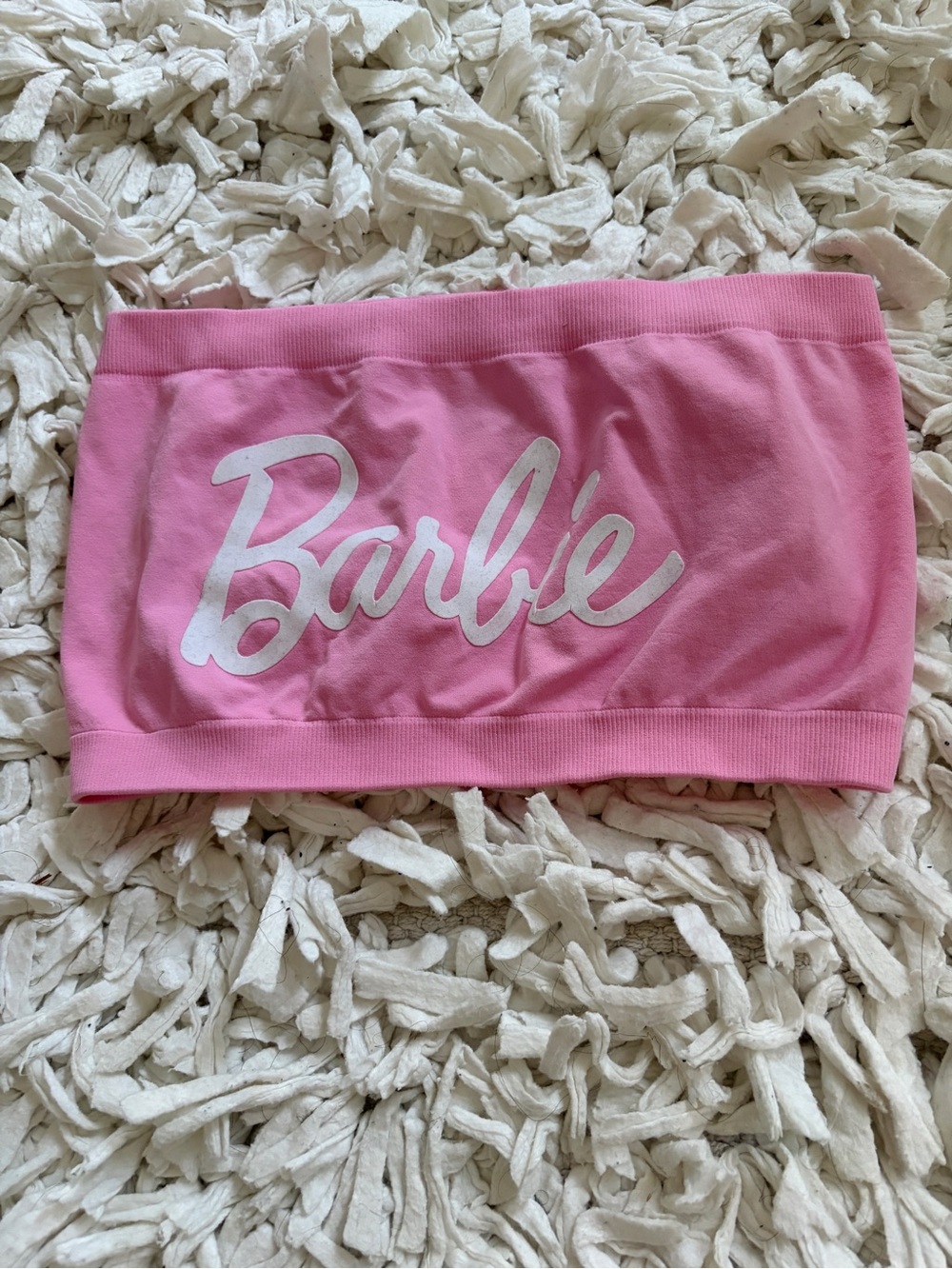 Barbie Pink Bandeau Tube Top with White Logo